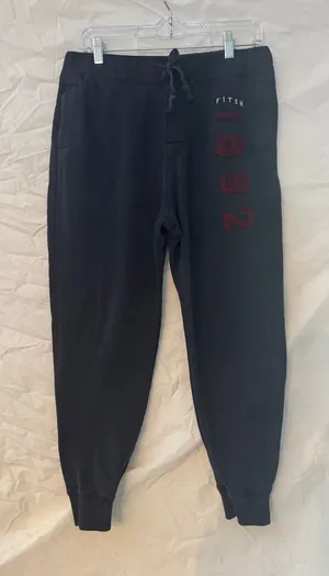 Abercrombie & Fitch Black Sweatpants with Maroon 1892 Detail thumbnail 1