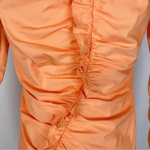 Elliatt Zya Long Sleeve Cotton Ruched Mini Dress in Mango Size Small NWT thumbnail 6