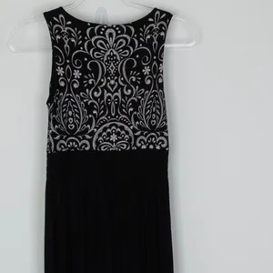 Soma Womens Jersey‎ Knit Baroque Keyhole Smocked Maxi Dress Size XS Black Boho thumbnail 9