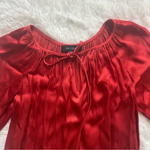 Karen Kane Red Satin Keyhole Blouse - Size Small - Made in USA thumbnail 3