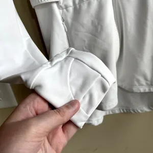 Fabletics white full zip longline jacket women's size small breathable pockets thumbnail 4