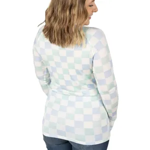 Michelle Mae Checkered Long Sleeve buttery soft rayon blend Top size large thumbnail 8