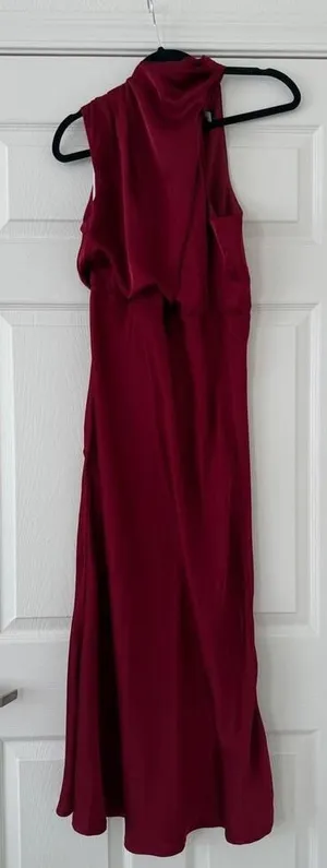 Lulus Wine Red Asymmetrical Satin Gown thumbnail 1