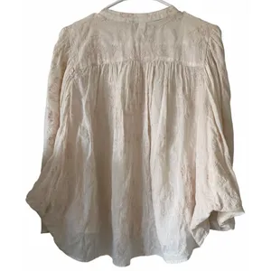Anthropologie Pilcro Tavi Embroidered Button Down Blouse Bisque Women's Small‎ thumbnail 2
