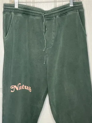 Peanut Butter Jelly Sage Green Nature Lovers Graphic Sweatpants Sz L Joggers thumbnail 2
