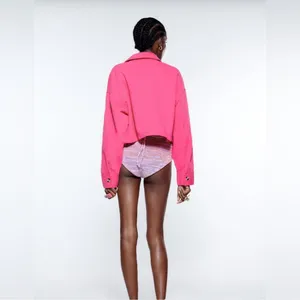 ZARA CROPPED COTTON Pink Jacket‎ /Over shirt Size M thumbnail 5