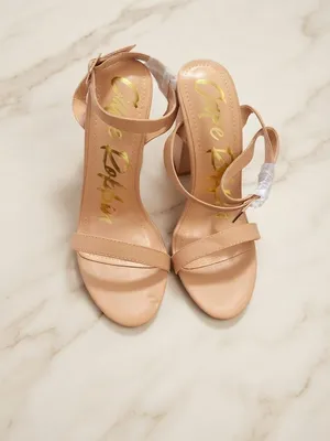 Cape Robbin Women’s Nude Strappy Open Toe Block Heel Sandals – Ankle Wrap Heels NWT thumbnail 2