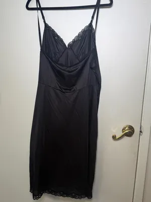 Vintage Mel-Lin Size 48 Black Lace-Trim Slip Dress for Women - Classic Intimates thumbnail 7