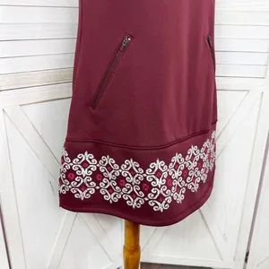 Athleta Sleeveless Tunic Fleece‎ Lined Scuba Knit Dress Maroon Small thumbnail 6