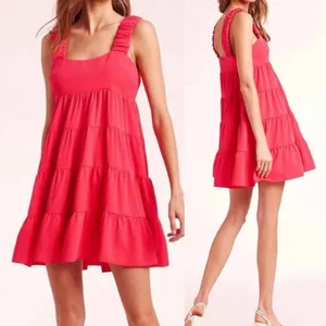 Amanda Uprichard Nicolia Tiered Mini Dress: Begonia Pink thumbnail 4