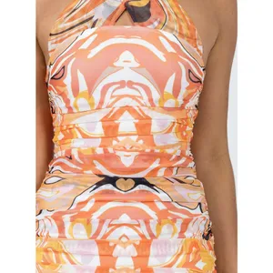 Princess Polly Viviana Orange Geometric Halter Neck Ruched Mini Bodycon Dress 6 thumbnail 11