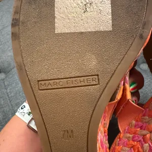 Marc Fisher Pink and Orange Woven Espadrille Wedge thumbnail 11