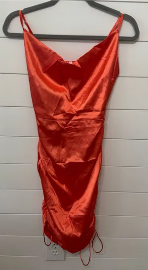Shein mini dress with ruched drawstring sides thumbnail 1