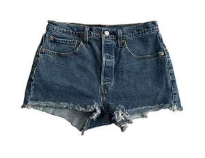 Levi’s 501 high-rise distressed hem denim shorts - 30 thumbnail 1