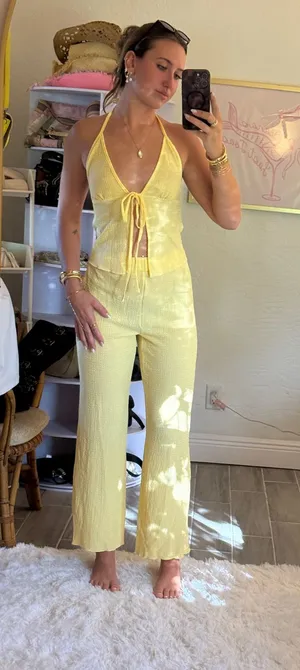 Matching Linen Set Yellow thumbnail 1