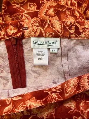 Coldwater Creek Orange Floral Midi Skirt thumbnail 3