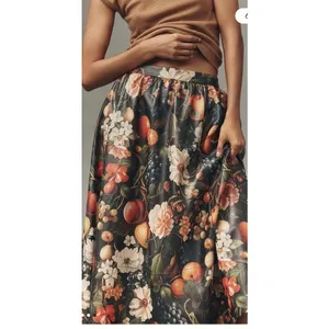 ANTHROPOLOGIE MAEVE THE JACIE FAUX-LEATHER PRINTED MAXI SKIRT Sz XXS NEW Boho thumbnail 3