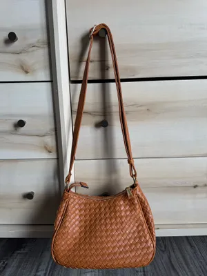 cognac braided purse crossbody thumbnail 5