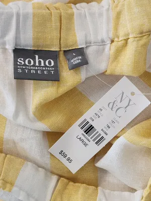 Soho by New York & Company Yellow Stripe Strapless Jumpsuit Size Large NWT thumbnail 10