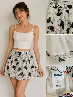 Old Navy White Butterfly Print Mini Skirt thumbnail 2