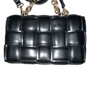 Like Dreams Black‎ Weaved Purse With Crossbody Strap And Gold Chain Handle thumbnail 3