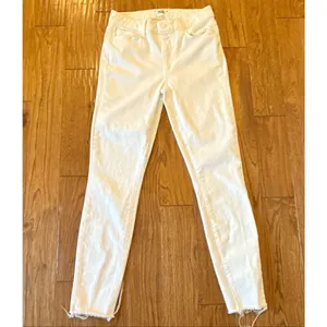 Paige Hoxton ankle white raw hem mid rise skinny jeans 27 thumbnail 12