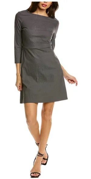 Theory Charcoal Gray Boatneck Mini Dress thumbnail 1