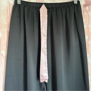 Cider Black Satin 3 Piece Pink Trim Pajama Lounge Set Size Large thumbnail 10