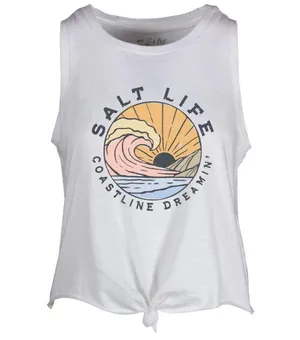 Salt Life NWOT White COASTLINE DREAMING Muscle Tank Top LARGE thumbnail 1