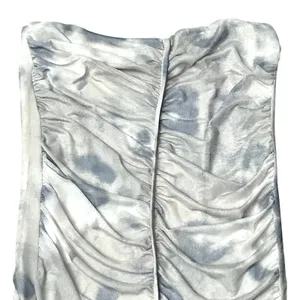 Zara Womens Strapless Ruched Mesh Maxi Dress Gray White Glam Luxe Sultry Small‎ thumbnail 15