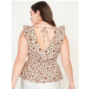 Women's Old Navy Flutter-Sleeve Floral V-Neck Tie-Back Top thumbnail 6