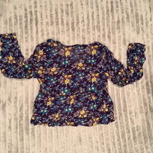 Meadow Rue Anthropologie Floral Embroidered Peplum Blouse Navy Blue‎ Small thumbnail 8