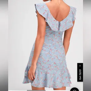 Lulus Radiant Rosa Light Blue Floral Print Ruffled Mini Dress Size M thumbnail 3