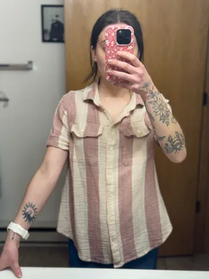 Ana A New Approach Striped button up short sleeve thumbnail 3