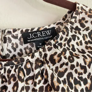 J. Crew Leopard Print Cotton‎ Poplin Hyacinth Top Size Medium thumbnail 3