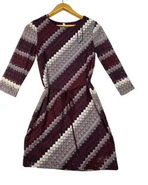 Studio One Women’s 6P Burgundy Lace Fit & Flare Belted Dress Petite thumbnail 1