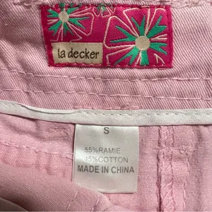 La Decker Pink Denim Floral Embroidered Cargo Skirt Size Small Vintage Y2K thumbnail 3