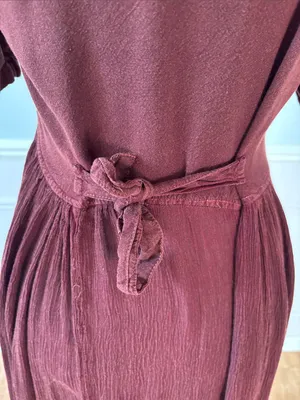 Select Vintage 90s Brown Embroidered Button-Front Midi Dress Sz Medium Phoebe thumbnail 8