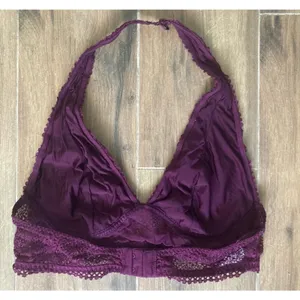 Victoria's Secret Bralette Medium lace Burgundy Halter Boho Festival thumbnail 2