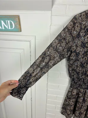 Veronica M Patterned Drop Waist Long Sleeve Dress Size XS thumbnail 6