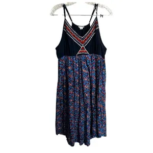 Lucky Brand Bohemian Floral Embroidered Aztec‎ Strappy MIDI Dress thumbnail 2