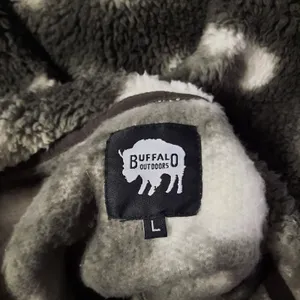 Buffalo Outdoors Sherpa Fleece Jacket Womens Large Gray Tie Dye Cozy Sweater thumbnail 7
