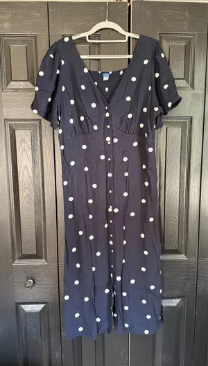 Old Navy Polka Dot Navy Dress thumbnail 1