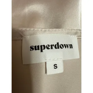 Superdown Beige Silk Satin Sleeveless Halter V Neck Open Back Tank Top Size S thumbnail 3