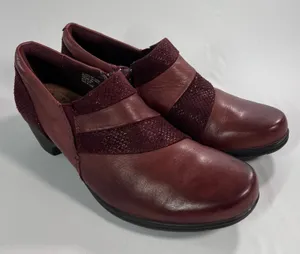 Earth Origins Reegan Women's Shooties 10‎ M Medium Burgundy Leather Wedge Shoes thumbnail 1