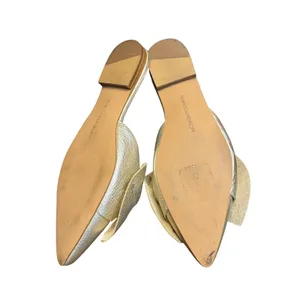 Rebecca Minkoff Shoes Womens Size 6.5M Gold Leather Bow Slide Flats‎ Pointed Toe thumbnail 9
