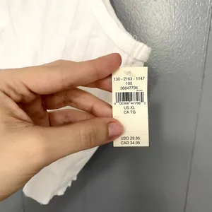 NEW Aerie Offline White Ribbed OG Groove Lettuce Hem Crop Top XL thumbnail 2