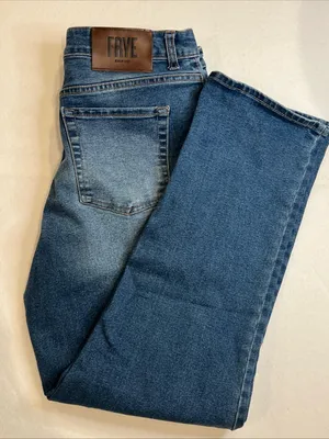 FRYE Women’s Blue Straight-Leg Denim Jeans size 4/27 slight distressed 5 pockets thumbnail 1