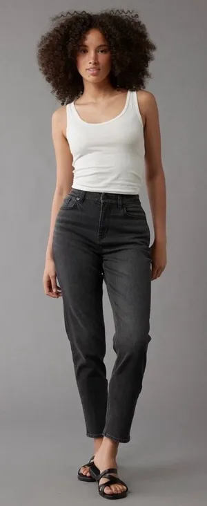American Eagle Outfitters Black Mom Straight Jeans thumbnail 1