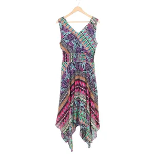 Rabbit Rabbit Rabbit Designs Purple Mixed Print Smocked Handkerchief Dress 12 thumbnail 4